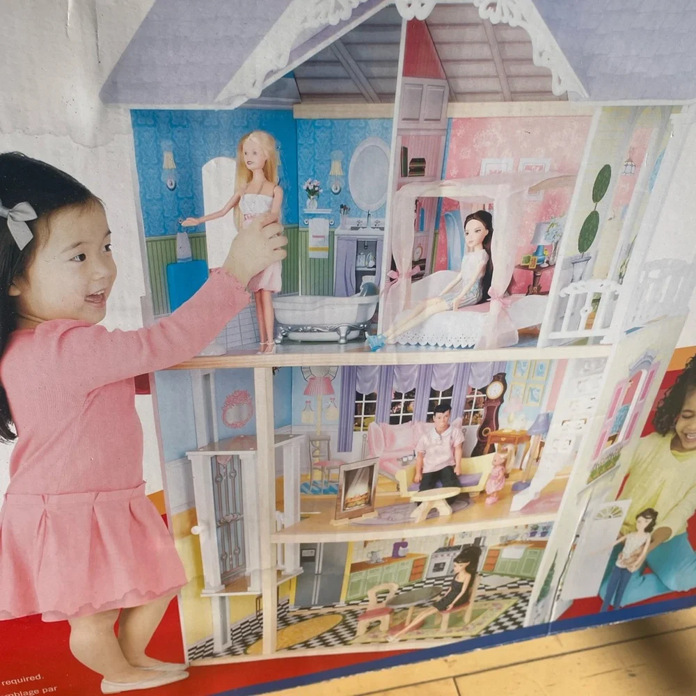 Garden Mansion Dollhouse - White and Pink